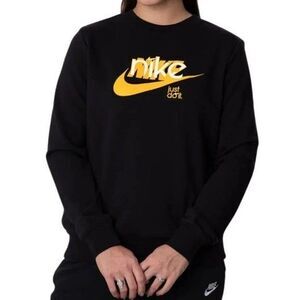Women's Nike Sportswear Club Fleece Graphic Sweatshirt Black&Yellow 1X Swoosh